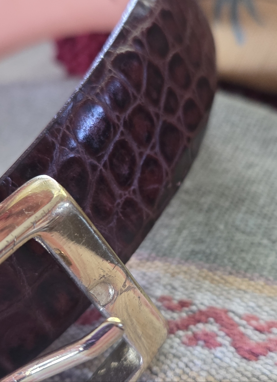 Mens Martin Dingman Alligator Grain Italian Calfskin Leather Belt 38 - Picture 11 of 16